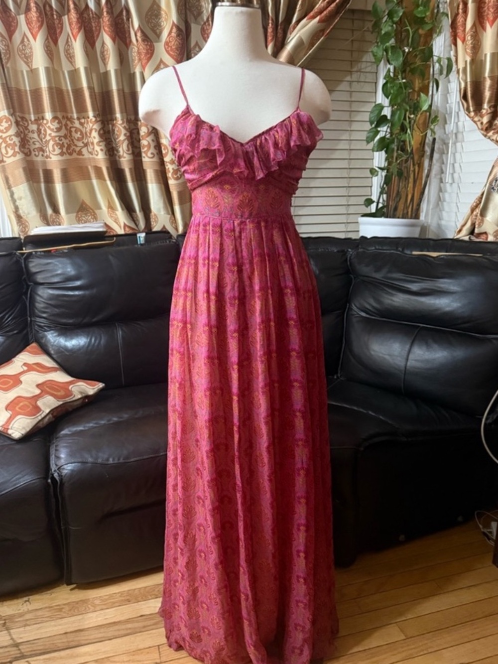 Staring at Stars xs Silk outer Maxi Dress with ruffles